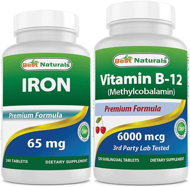 Hierro 65 mg y vitamina B12 6000 mcg