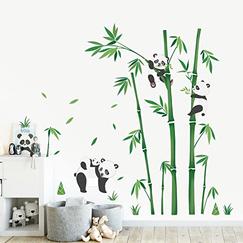 wondever Stickers Muraux Panda et Bambou Autocollants Muraux Mural Stickers Animaux Enfants pour Bébé Garderie Chambre Enfants