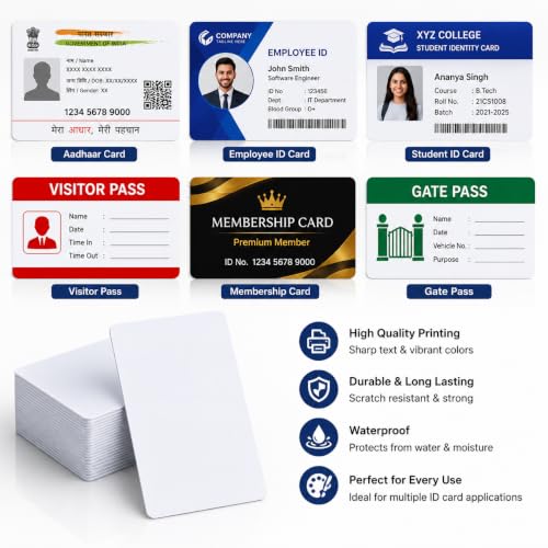 Image of MOREL PVC THIN ID CARDS 600 GSM COMPATIBLE FOR CANON PRINTERS G1000 G2000 G3000 INKJET PRINTER. |PACK OF 25| (AADHAR CARD, COLLEGE ID CARD GATE PASS, ETC)