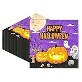 50 Pcs Halloween Napkins,13 x 13 Inch Pumpkin Ghosts Skeletons Disposable Luncheon Cocktail Napkins Party Supplies for Halloween Gifts Dinner Party Decoration