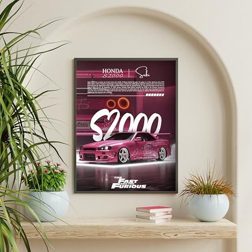 Image of Posternet HONDA S2000 Wall Poster Frames | 12x18 inch | Fast and Furious Themed JDM Cars | Hanging Wall Artwork Frames for Living Room, Bedroom, Office and Etc