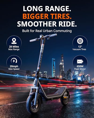 Image of AOTOS Electric Scooter for Adults, 20 MPH, 44 /28 Miles Range, 750W /650W Peak Motor, 12 inch Tubeless Tires, Suspension System, Foldable Commuter E Scooter with APP, Dual Brakes & Turn Signals, UL2272