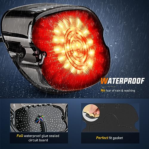 Image of Nilight LED Tail Light Motorcycle Brake Turn Signal Driving License Plate Rear Lights Smoked Plug and Play for Harley Davidson Dyna Sportster 883 1200 Road King Glide Electra Heritage