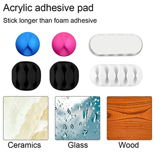 12 Pieces Cable Clips Viaky Adhesive Silicone Desktop Cable Organizer Desk Management System Clips Wire Holder For Computer, Electrical, Charging Or Mouse Cord Holder,Multi-Color #TOP1