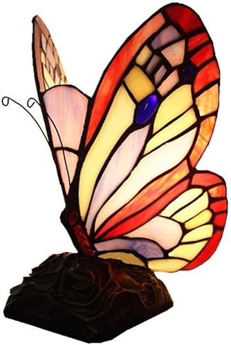 ROOMAN Console Cabinet Large Table Lamp Stained Glass Butterfly,Eye-Protection,Resin Lamp Holder,Creative Desk Lamp,Table Light Night Lights,Light