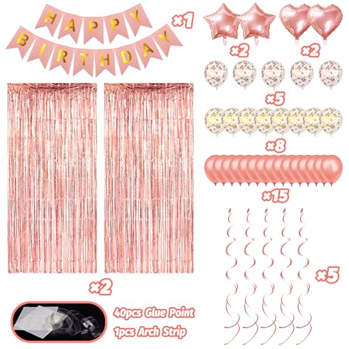 Recosis Birthday Decorations, Paper Pompoms Balloon Hanging Curtain Happy Birthday Decorations with Banner - Image 4