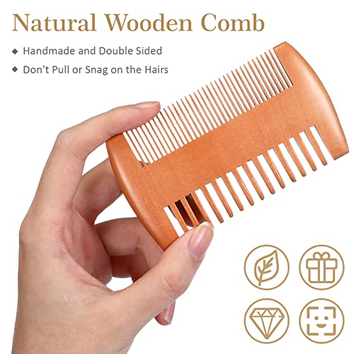 10 Sets Beard Brush And Comb Set Beard Grooming Kit For Men Beard Care Natural Boar Bristle Brush Pear Wood Beard Comb Dual Sided Wide Tooth Comb With Travel Pouch For Grooming Beards (Oval) #TOP3