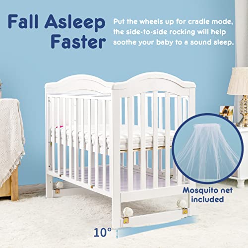 Harppa Portable Mini Crib 6-In-1 Convertible (Mattress + Mosquito Net Included), Baby Bassinet Bedside Sleeper Bed Fits For Newborn Infants To Toddlers, White #TOP2