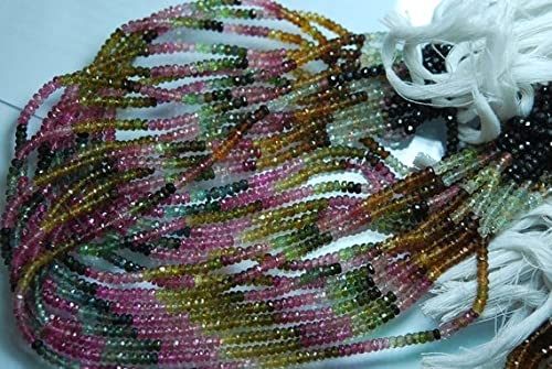 LKBEADS Sznurek 13,5 cala, fasetowany z wieloma turmalinami, 4 mm