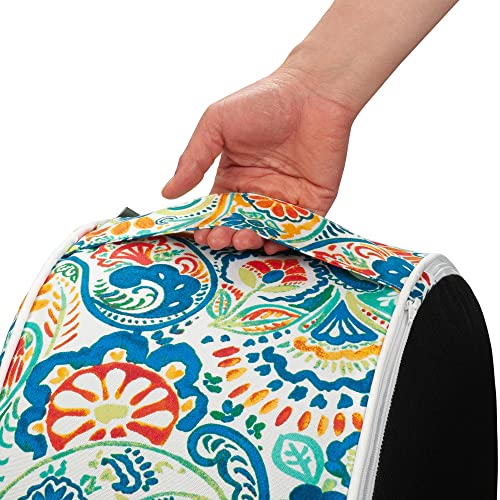Magpie Fabrics Inflatable Stool Ottoman Pouf D20 Xh9, Outdoor Water Repellent Round Footrest Footstool With Foot Pump, Portable For Patio Garden Travel Camping - Paisley Multi #TOP4