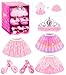 Jeowoqao Dress up Shoes Princess Dresses for Girls, Little Girls Princess Dress up Clothes Set 1pc TuTu Skirt with 3ps Skirt Veils, Play Toys for Girls Age 3 4 5 6 Years Birthday Gift