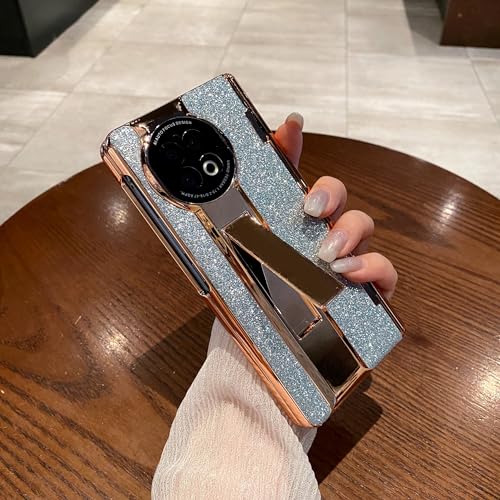 Coque VIVO X Fold 2 en cuir de luxe avec charnière et béquille - Bleu
