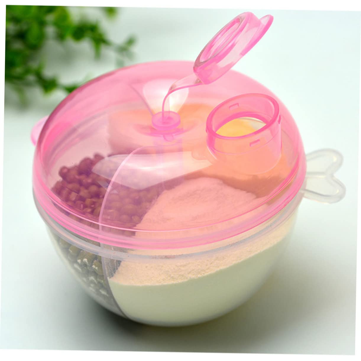 Yardwe Portable Milk Powder Dispenser with Three Compartments Convenient Container for Compact Design for Go Use for Formula Storage Pink