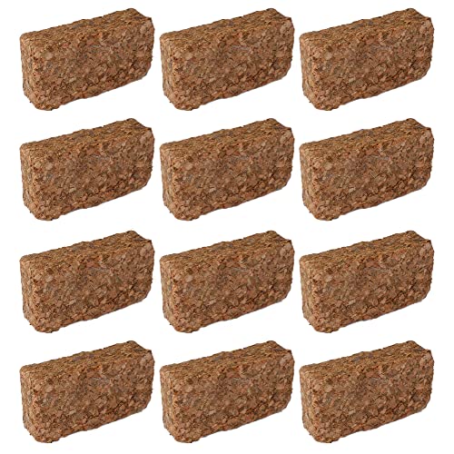 Novatool 12x Kokosziegel grob | gepresste Bio | 60 Liter | Humusziegel | Terrarium-Erde | 650g 20x5,5x10 | Quelltabletten | Kokos Steu und Substrat | Hobby Terraristik Bodengrund Reptilien Terrarien