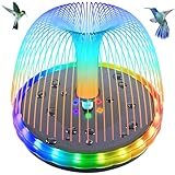 SZMP Solar Fountain, 4W Solar Powered Bird Bath Fountains with 4000 Battery, Color LED Lights, Outdoor Water Feature Fountain Pump with 7 Nozzle and 4 Fixers for Garden, Patio, Pond, and Pool