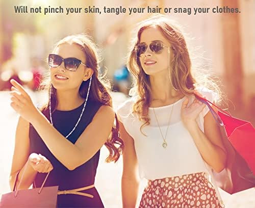 Vista 4 de SAM LORI - Elegante cadena de lentes para mujer soporte para mascarillas color plata dorado rosa