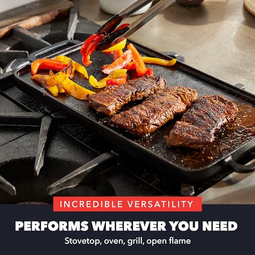 Greenpan CC008683-001 X Bobby Flay Cast Iron Pre-Seasoned 11 Inch Reversible Double Burner Rectangle Grill/Griddle thumb #11