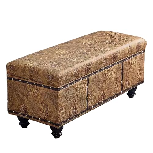zxhrybh Baul Almacenaje Acolchado, Reposapies Salon con Almacenamiento, Cómodo Taburete Almacenaje, para el Hogar, Dormitorio, Oficina, Banco de Extremo de la Cama(Turmeric,47.2in/120cm)