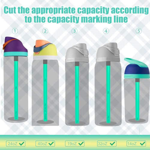 6pcs Straw Replacements for Owala FreeSip 24 oz 32 oz, with Brush, Plastic Tumbler Cup Straws Reusable With Scale Accessories Parts for Owala 14/19/24/32/40oz Stainless Steel Water Bottle (3 Colors) - Image 4