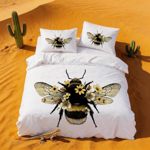 Housse de couette 240x260 abeille anti-plis en microfibre douce facile à laver