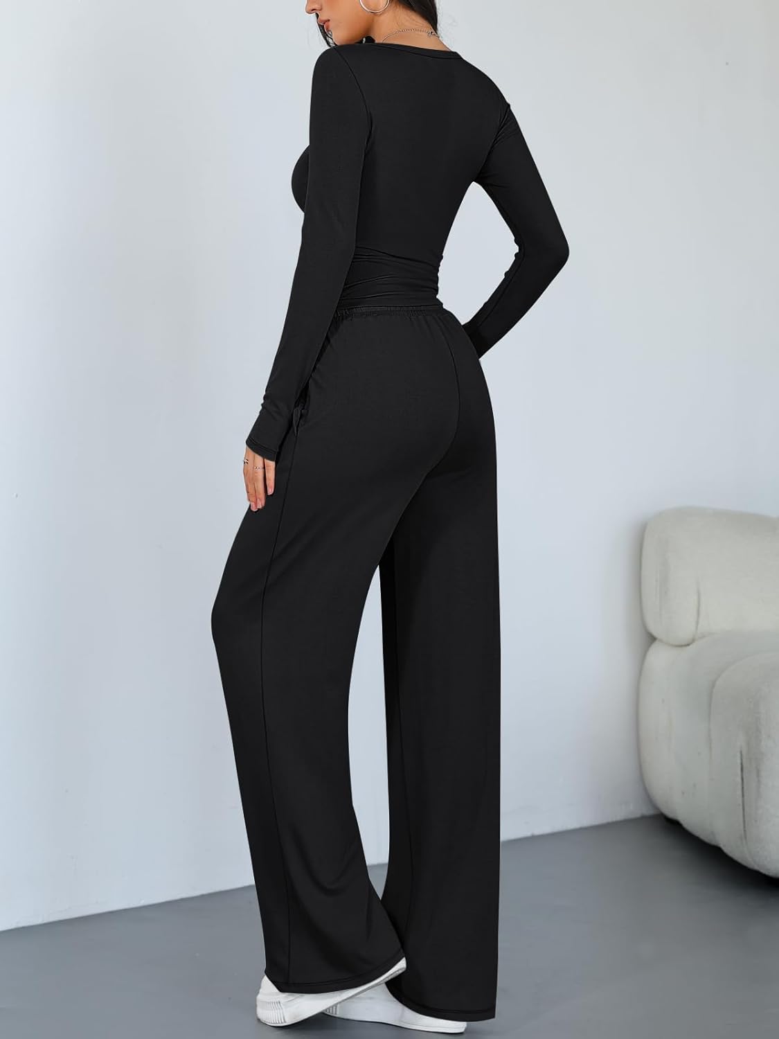 Trendy Queen Women 2 Piece Matching Lounge Sets Clothing Wide Leg Pants 2026 Y2K Sweatsuits Spring Travel Airport Outfit - Image 4