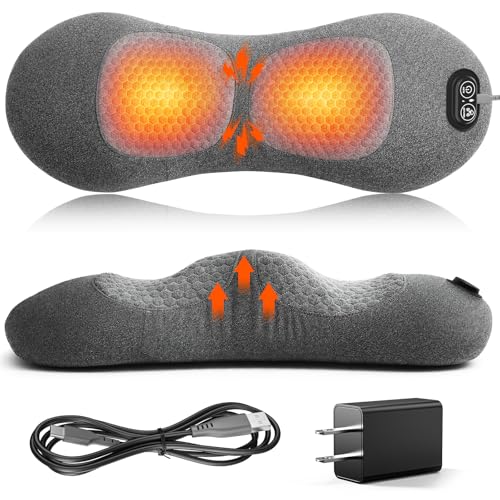 3 in 1 Lower Back Massager Triple Fusion Back Massager with Heat Vibration and Stretch Lumbar Support Pillow with Ergonomic Memory Foam for Bed and Chair (Black)