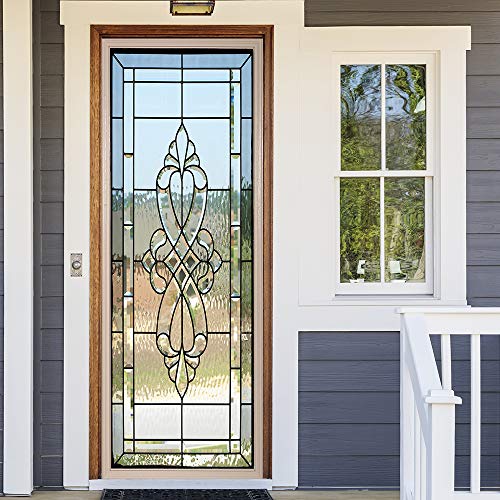 Stained Glass Effect Door Sticker Not Transparent Background, Peel And Stick Vinyl Door Wall Mural Decals For Home Decor, 32.3X78.7"(82X200Cm), 2 Pcs Set #TOP1