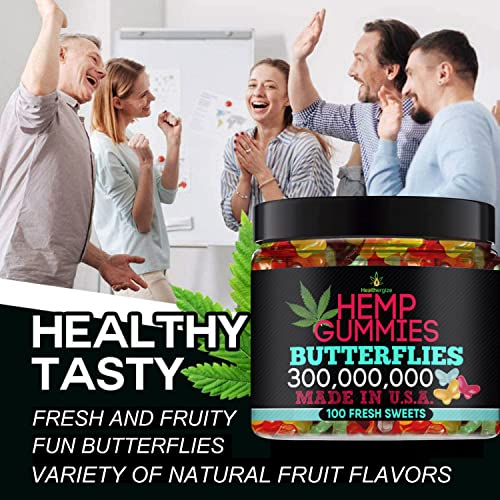Healthergize Hemp Gummies Premium-Delicious Butterflies Gummy Bear Edibles-Fresh Fruity Flavors-Natural Candy Peace and Relaxation-for Sleep, Calm, Relax-Made in USA-100 Count - Image 3