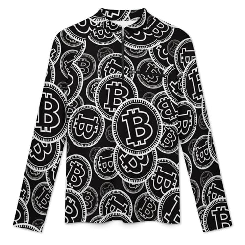 Bitcoin Currency Symbol Men's Rash Guard Long Sleeves Quick Dry Fishing Workout Shirts with Zipper3