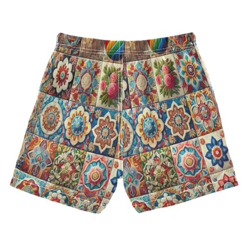 Colorful Tile Wall Boys Swim Trunks Quick Dry Toddler Swimsuit Boy Bathing Suits Board Shorts Swimwear 4T2