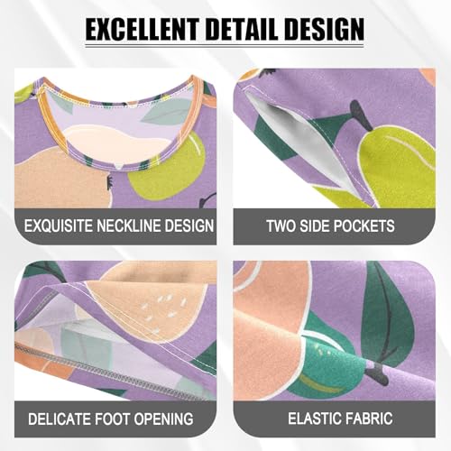 Pear Purople Pajama Set Short Sleeve PJS 2 Piece Summer Pajamas Shorts Sets Cotton 5Y4