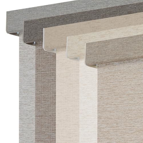 Image of Persilux Light Filtering Roller Shades for Window Blinds,Cordless,Linen Fabric,Thermal Insulated Fabric UV Protection Shades for Home,Office,Bedroom,Door,Light Filtering-Light Brown,33 1 /2 inch W X 64 inch H