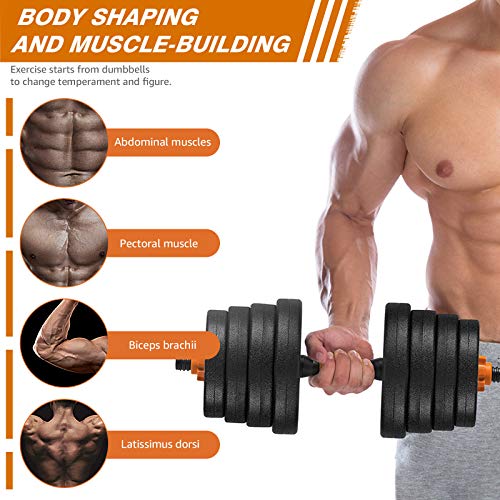 BOSWELL Adjustable 5/15/20/33/66 lbs Weights Barbell Dumbbells Set, Weights Dumbbells Non-Slip Neoprene Hand with Connecting Rod for Adults Women Men Fitness,Home Gym Exercise Training Equipment