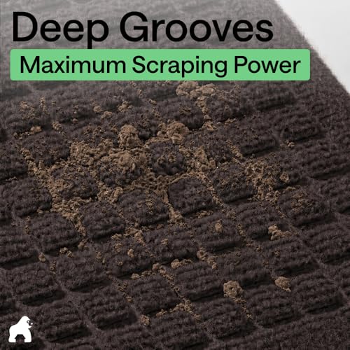 Image of GORILLA GRIP Ultra Absorbent Front Door Mat Outside Entrance, 47x35, Traps Dirt and Moisture, HydroABSORB Indoor Outdoor Doormat Holds Up to 6 Cups Water, Stain and Fade Resistant Welcome Mat, Coffee