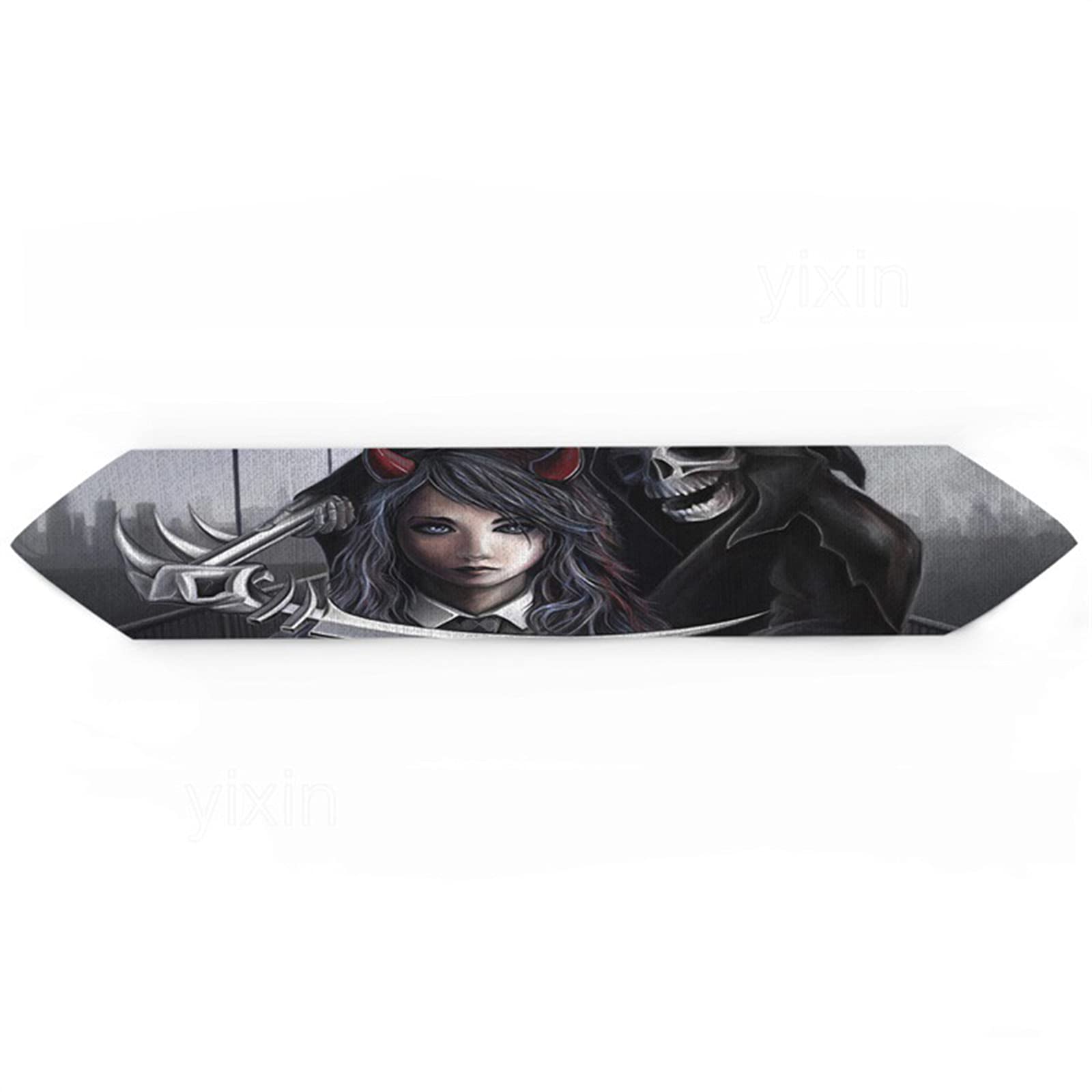 Tradycyjny bieżnik na stół, obrus na przyjęcie dla dzieci 33 x 178 cm czarny śmierć kosmos bawełniany len dekoracje stołowe