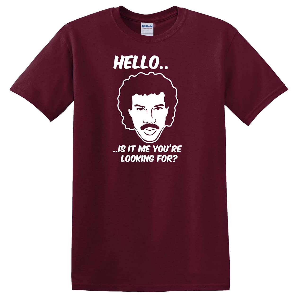 Revolutionary Tees Lionel Richie Hello is it me You're Looking for? Heavy Cotton t-Shirt Maroon
