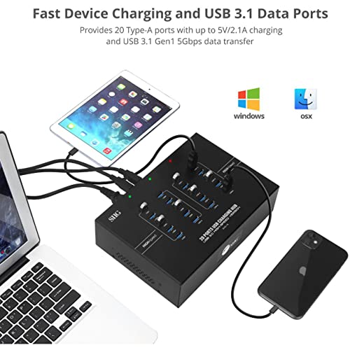 Siig Industrial Powered Usb C & Usb 3.0 Hub, Splitter, 20 Port, Powered Multiport Hub Expander For Desktop, Laptop, Tablets, Cellphone, External Hd, Keyboard And Mouse (Id-Us0611-S1) #TOP6