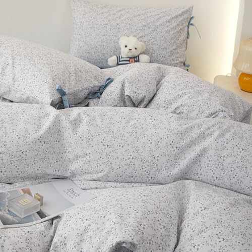 Image of LifeTB Vintage Cottagecore Comforter Botanial Flowers Full Comforter Set, Aesthetic Coquette Floral Bedding Comforter Set for All Seasons, Farmhouse Botanical Comforter with 2 Bowknot Pillowcases