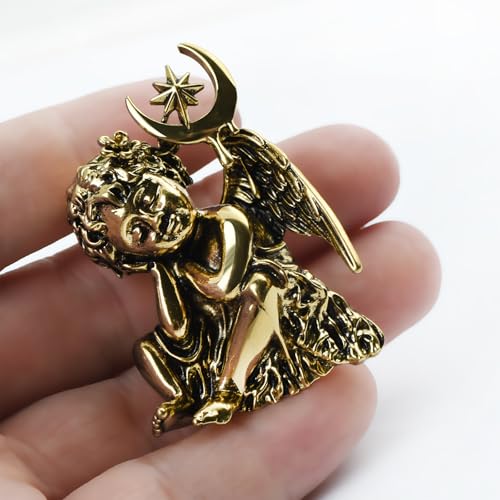 Image of Vintage Guardian Angel Jewelry Golden Crystal Flying Angel Wings Brooch Pin Wedding Bouquet Lapel Pin Jewelry for Women Bridal