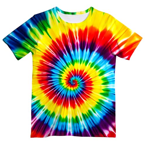 Image of Kids Neon Tie Dye Shirt for Boys Girls Tie-Dye T-Shirt Hippes Tshirt Senior Children Tee Size 6-16 Years Age
