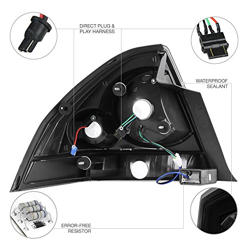 Vipmotoz Black Smoke Led Tail Light Lamp Assembly For 2006-2013 Chevy Impala & Limited Model, Driver & Passenger Side #TOP3