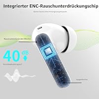 Bezdrôtové slúchadlá Btootos Bluetooth 5.3 so 4 mikrofónmi, potlačením hluku ENC, 40-hodinovou výdržou batérie, hlbokými basmi a Hi-Fi stereo zvukom 3