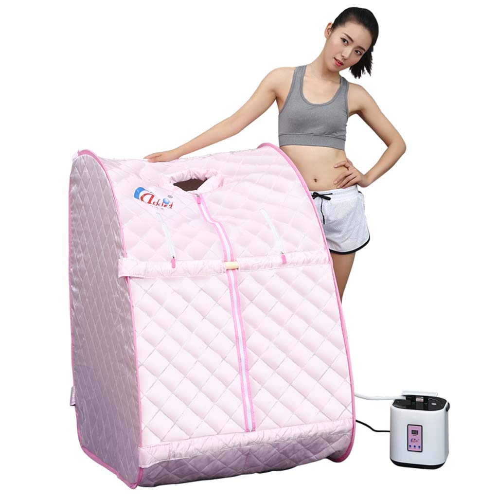 Portable steam sauna - 88×78×102cm Infrared Heater Sauna Box 1000W, 1-9 gear temperature adjustment Electronically controlled, with wireless remote control,Pink