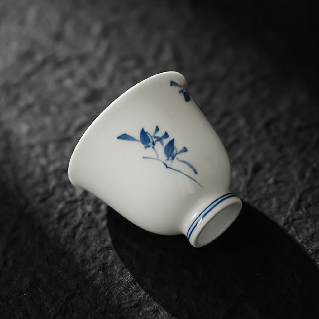 GSOUL Kungfu Tea cup Party Exquisite Hand-painted Phalaenopsis Tea Cup Men's Large Single Ceramic Personal Kung Fu Set Small Tea Cups