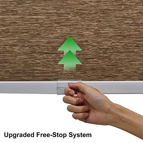 Tonature Custom Size Natural Woven Cordless Roller Shades, Free-Stop Window Shades For Home, Roller Window Shades, Light Filtering Window Blinds For Windows, Kitchen And Door (Brown) #TOP3