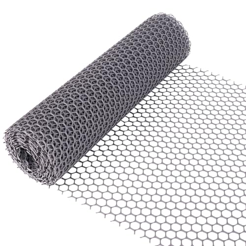 40cm x 5m Chicken Mesh Fence Roll Grey Garden Net Fence Plastic Fence Mesh Netting Poultry Breeding Netting Garden Balcony Protection Net for Home Décor and Gardening Yard, 1.2cm Diameter