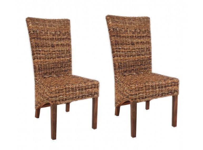 Belhome Lot de 2 chaises tressées en Fibres Naturelles de bananier - Abaca -