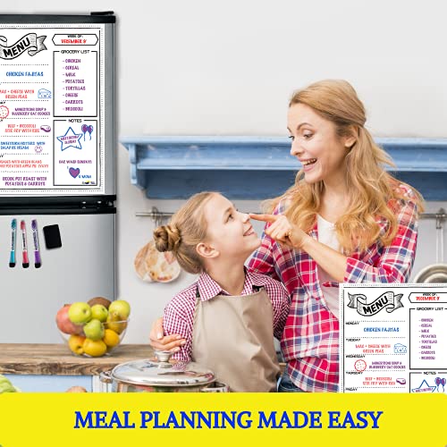 Magnetic Meal Planner For Refrigerator - Easy To Clean Dry Erase Menu White Board For Kitchen - 16X12” Grocery List Magnet Pad For Fridge Calendar Whiteboard - 3 Dry Erase Markers And A Large Eraser #TOP2