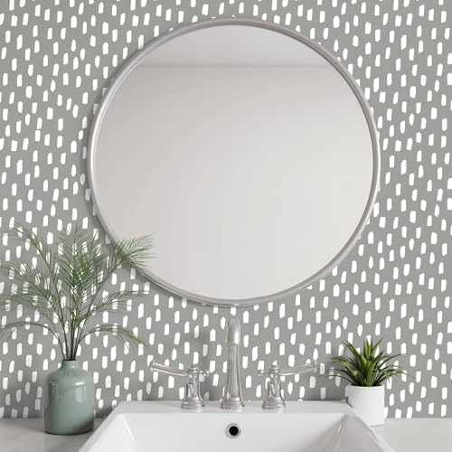 HAOKHOME Grey Peel and Stick Wallpaper Boho Modern Dots Wall Paper Removable for Bedroom Bathroom Grey/White Contact Paper 17.3in x 9.8ft