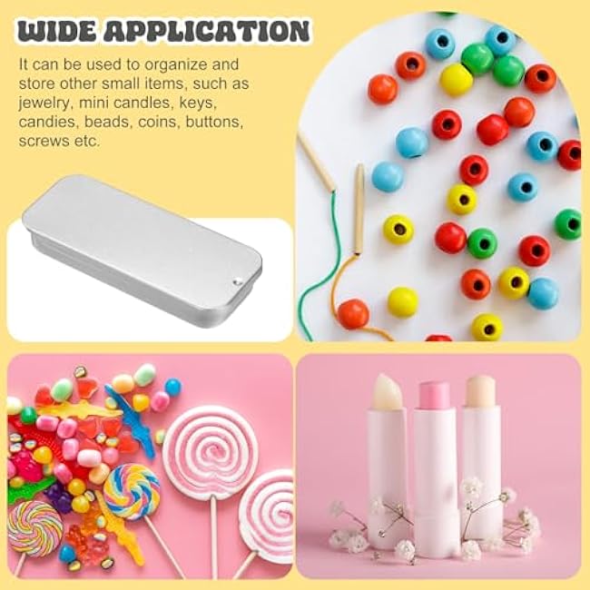 uxcell 4Pcs Slide Top Tin Containers, Mini Metal Empty Tins Box with Sliding Lids, 3.1x1.3x0.4 Rectangular Storage Organizers for Lip Balm, Solid Perfume, Small Items, Silver